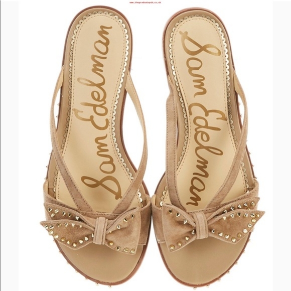Sam Edelman Dariel Studded Bow Tan Sandal - Picture 6 of 7